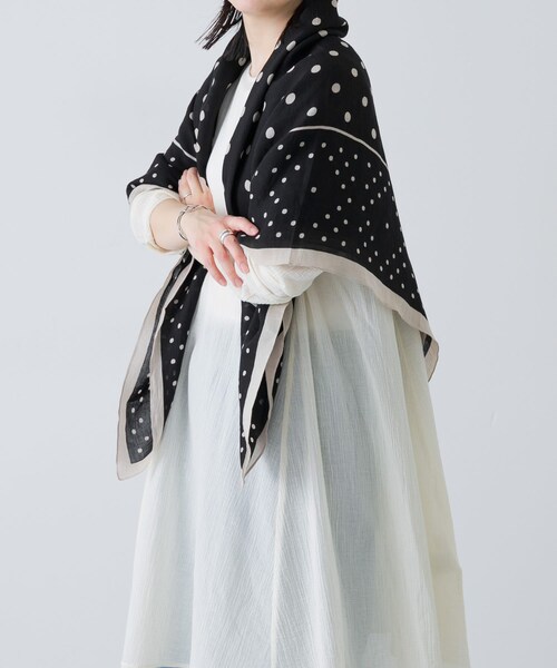 かぐれ(カグレ)の「manipuri STOLEジオメドット(ストール/ショール・レディース・BLACK/BEIGE・-)」の5枚目の写真