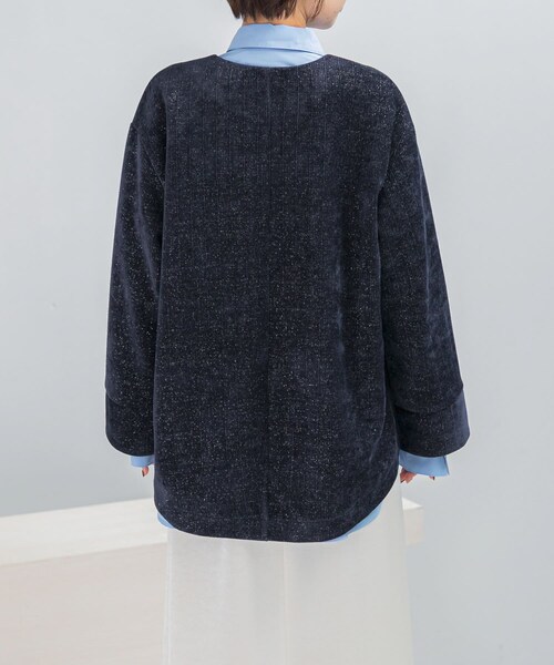 URBAN RESEARCH ROSSO（アーバンリサーチロッソ）の「Vネックモールラメプルオーバー（Tシャツ/カットソー・レディース・IVORY/NAVY・Free）」の9枚目の写真