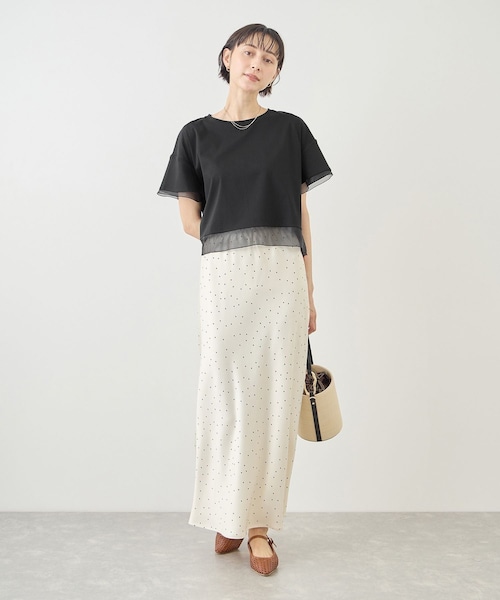 ROPE' PICNIC(ロペピクニック)の「【ベストヒット】70シルケットシアードッキングトップス/着丈が選べる・UVカット・接触冷感(Tシャツ/カットソー・レディース・ブラック/ホワイト/ブルー系/ラベンダー/サックス/クリーム・M/MT)」の22枚目の写真