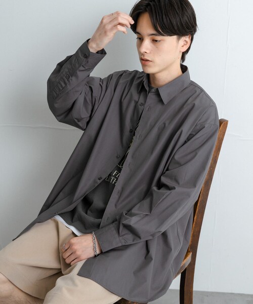 SENSE OF PLACE by URBAN RESEARCH（センスオブプレイスバイアーバンリサーチ）の「『ユニセックス』ブロードレギュラーカラールーズシャツ（シャツ/ブラウス・メンズ・CHARCOAL/MINT/L.BLU×NVY/NVY×SAX・M/L）」の17枚目の写真