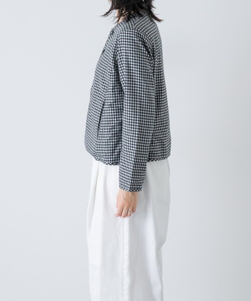 かぐれ(カグレ)の「Yoli GINGHAM REVERSIBLE JACKET(ノーカラージャケット・レディース・BLACKBLACK・1)」の12枚目の写真