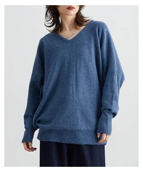 nissen（ニッセン）の「【Soiunique】オーバーサイズＶネックニット（ニット/セーター・レディース・ブルー/ブラック/杢イエロー・M/L/LL）」の6枚目の写真