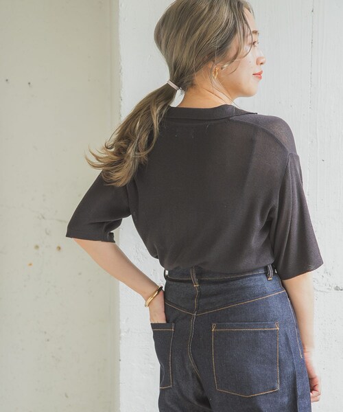 ITEMS URBANRESEARCH（アイテムズ アーバンリサーチ）の「ポロニットTシャツ（ポロシャツ・レディース・BLU/BEG/CHA・FREE）」の6枚目の写真