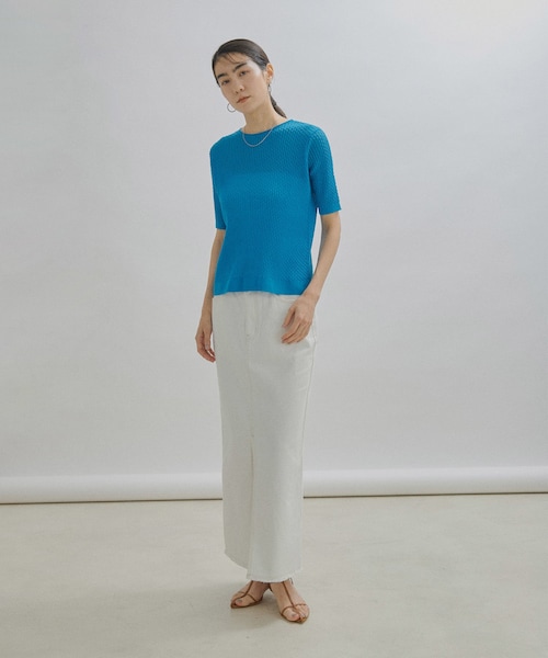 ADAM ET ROPE'（アダムエロペ）の「【公式サイト限定】【BATONER for SALON】SEE THROUGH T-SHIRTS（Tシャツ/カットソー・レディース・ベージュ/ネイビー/サックス・F）」の16枚目の写真