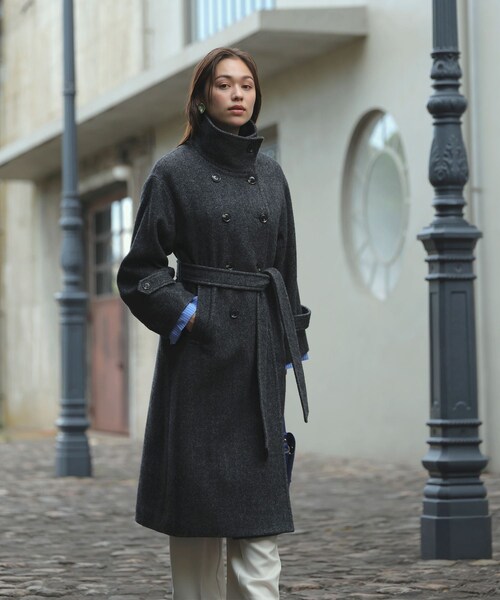 VIS(ビス)の「尾州シャギースタンドカラーロングコート/静電気防止・WEB限定PS・TMサイズ(その他アウター・レディース・チャコール/グレー系・M/PS/S/TM)」の15枚目の写真