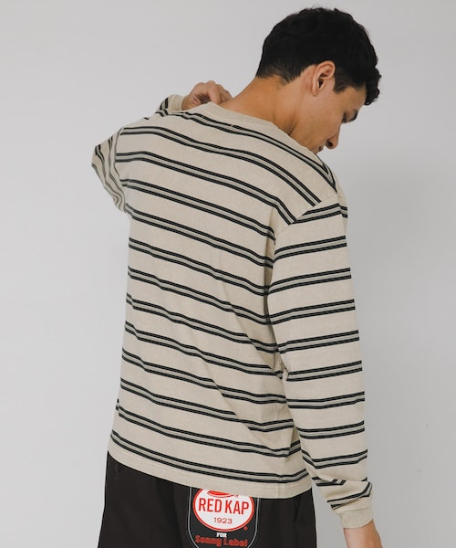URBAN RESEARCH Sonny Label（アーバンリサーチサニーレーベル）の「ピグメントボーダーロングスリーブTシャツ（Tシャツ/カットソー・メンズ・ベージュ/ブラック・M/L）」の6枚目の写真