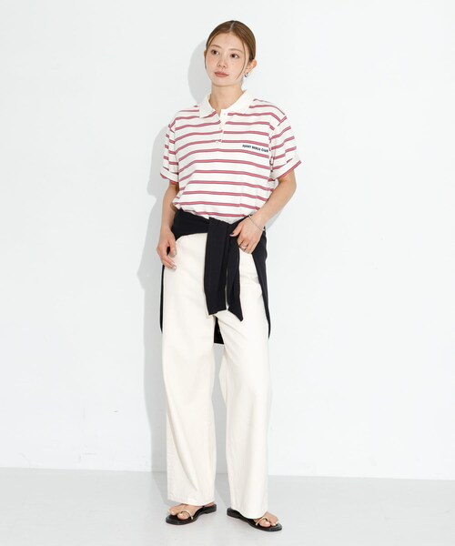 URBAN RESEARCH Sonny Label（アーバンリサーチサニーレーベル）の「メッセージボーダーポロシャツ（ポロシャツ・レディース・ブラウン/オフ/グレー・FREE）」の10枚目の写真