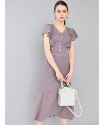 MERCURYDUO | 異素材ドッキングリブニットセットアップ(ワンピース)