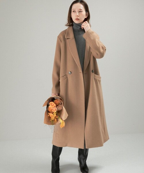 URBAN RESEARCH ROSSO（アーバンリサーチロッソ）の「セミダブルロングチェスターコート（チェスターコート・レディース・CAMEL/L/GRAY/BLUE・36/38）」の4枚目の写真