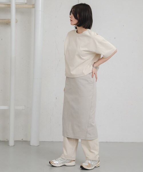 EKAL（エカル）の「『吸水速乾/UVカット』coolmaxカーブラインストレートスカート（スカート・レディース・チャコール/アイボリー・one）」の11枚目の写真