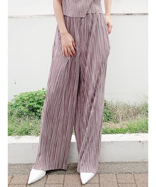 GYDA（ジェイダ）の「サテンプリーツパンツ（その他パンツ・レディース・オフホワイト/ブラック/ピンク/ブラウン・F）」の3枚目の写真
