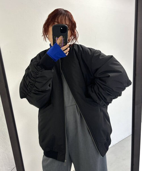 KBF（ケイビーエフ）の「BIGギャザースリーブMA-1（MA-1・レディース・BLACK/IVORY/BLACKWATCH・one）」の2枚目の写真