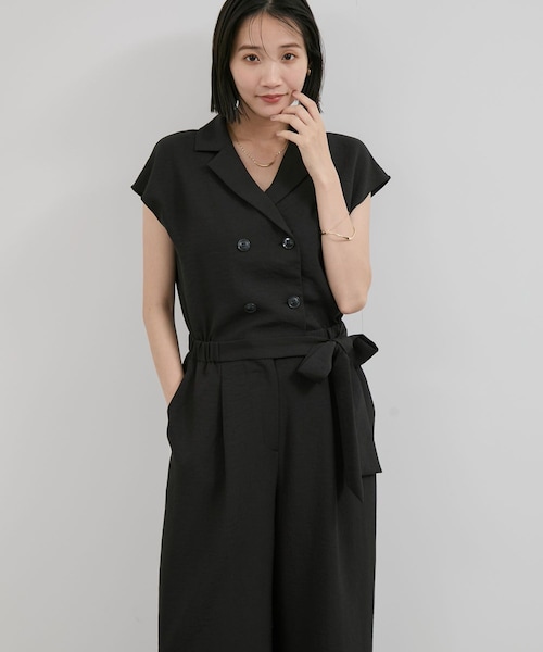 VIS（ビス）の「エアタン加工リラックスロンパース（サロペット/オーバーオール・レディース・ブラック/ベージュ系・F）」の12枚目の写真