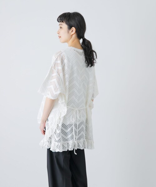 かぐれ(カグレ)の「unfil PATTERN MESH RUFFLED T-SHIRTS(Tシャツ/カットソー・レディース・OFF WHITE/BLACK・1)」の10枚目の写真