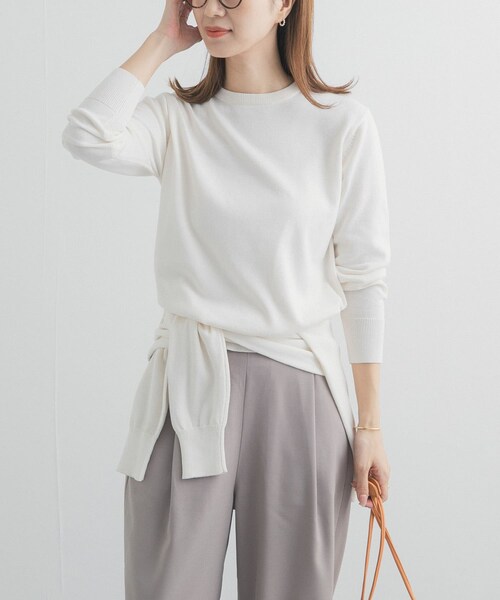 URBAN RESEARCH DOORS（アーバンリサーチドアーズ）の「オーガニックコットンクルーネックプルオーバー（ニット/セーター・レディース・OFF/YELLOW/BLUE・Free）」の7枚目の写真