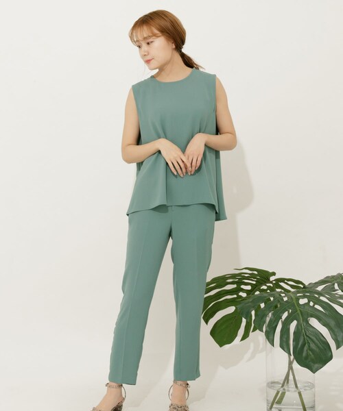 SENSE OF PLACE by URBAN RESEARCH（センスオブプレイスバイアーバンリサーチ）の「バックフレアセットアップ(テーパード)（セットアップ・レディース・GREIGE/GREEN/NAVY・S/M）」の2枚目の写真