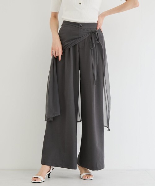 Jayro(ジャイロ)の「チュールラップスカート付タックワイドパンツ(スラックス・レディース・ブラック/グレー・M)」の14枚目の写真