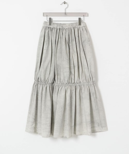 URBAN RESEARCH（アーバンリサーチ）の「Nomat　Cotton Shirring Skirt（スカート・レディース・Pearl Gray/OliveGreen・1）」の2枚目の写真