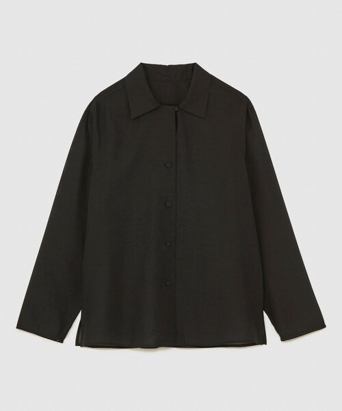 ROPE'（ロペ）の「マナードボイルシアー開襟シャツ/セットアップ対応（シャツ/ブラウス・レディース・ブラック/オフホワイト/ベージュ・F）」の4枚目の写真