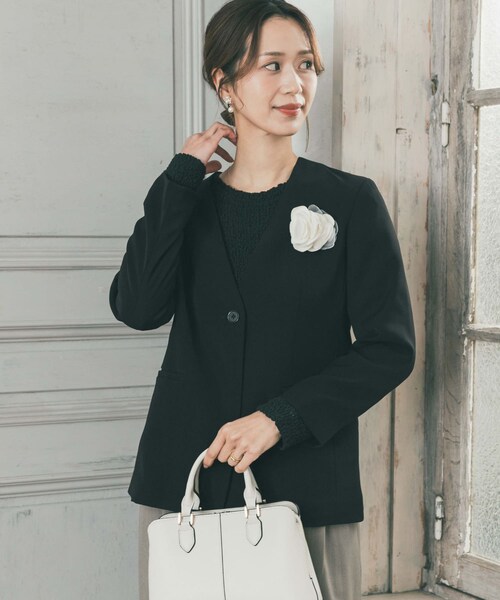 URBAN RESEARCH DOORS（アーバンリサーチドアーズ）の「ノーカラージャケット（その他アウター・レディース・NAVY/BLACK・Free）」の4枚目の写真