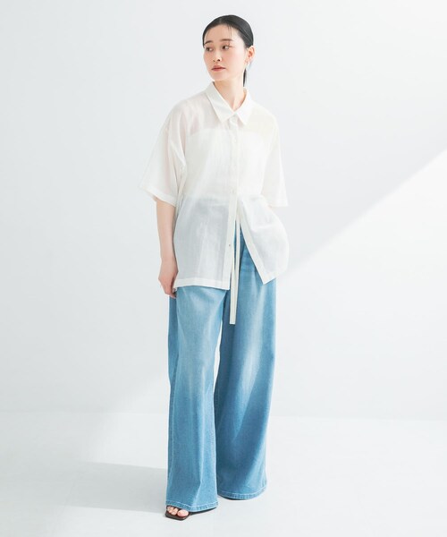 URBAN RESEARCH（アーバンリサーチ）の「コットンカラミシアーオーバーシャツ（シャツ/ブラウス・レディース・BLACK/OFF・FREE）」の10枚目の写真