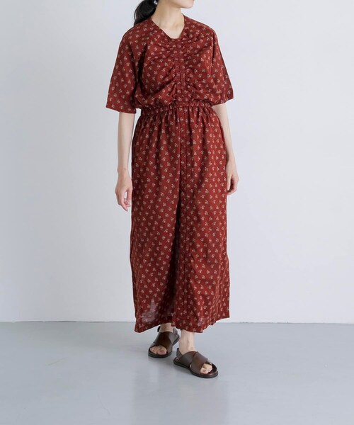 かぐれ（カグレ）の「MEYAME　PRINT SUMMER DRESS（ワンピース・レディース・BLACK/BURGUNDY・Free）」の2枚目の写真