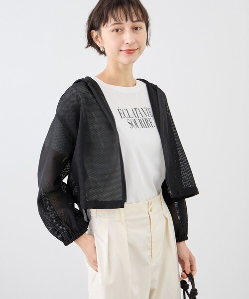 ROPE' PICNIC(ロペピクニック)の「絡み織フーディージップブルゾン(ブルゾン・レディース・ブラック/オフホワイト・F)」の7枚目の写真
