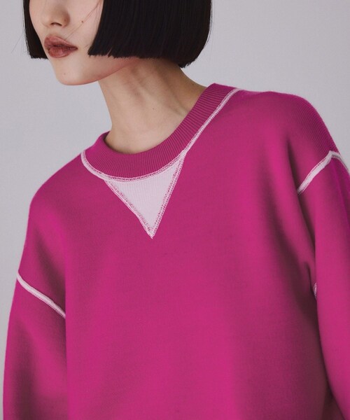 ADAM ET ROPE'(アダムエロペ)の「バイカラーリバーシブルニットプルオーバー(ニット/セーター・レディース・チャコール/ダークブラウン系/ピンク・F)」の22枚目の写真