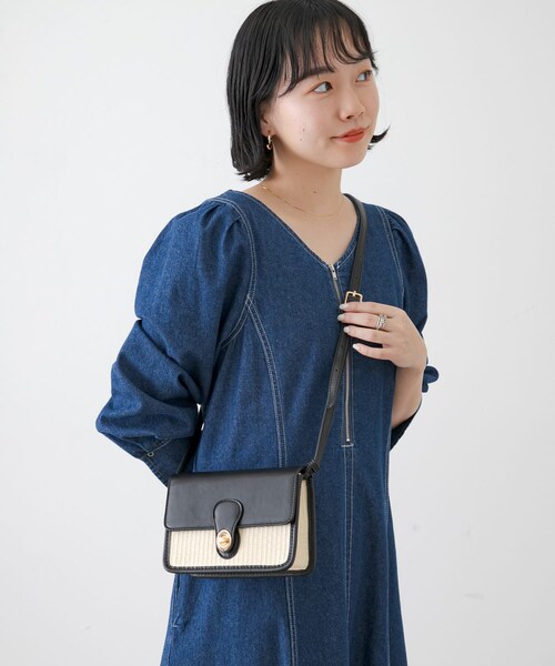 URBAN RESEARCH Sonny Label（アーバンリサーチサニーレーベル）の「バスケットショルダーバッグ（ショルダーバッグ・レディース・ホワイト/ブラック・one）」の6枚目の写真