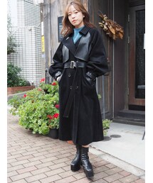 EVRIS | コーデュロイフェイクレザーコンビコート(トレンチコート)