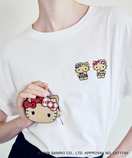 VIS(ビス)の「【HELLO KITTY×VIS】日焼けデザイン ハローキティビッグTシャツ(Tシャツ/カットソー・レディース・チャコール/ホワイト系・F)」の4枚目の写真