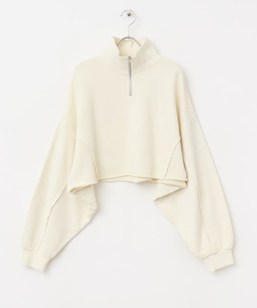 KBF（ケイビーエフ）の「ハーフZIPリメイクスウェット（スウェット・レディース・IVORY/L.BLUE/BROWN・one）」の11枚目の写真