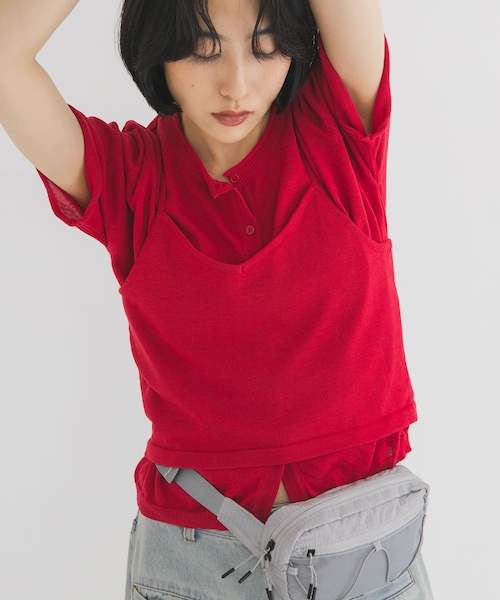 KBF（ケイビーエフ）の「ビスチェSETカーディガン（カーディガン/ボレロ・レディース・SAGE/GRAY/RED・One）」の3枚目の写真