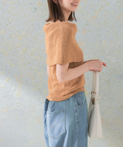 URBAN RESEARCH ROSSO（アーバンリサーチロッソ）の「ドライタッチオフショルダーニット（ニット/セーター・レディース・L/BEIGE/CAMEL/BLACK・FREE）」の17枚目の写真