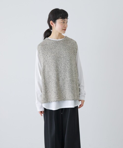 かぐれ（カグレ）の「テープヤーンニットベスト（ベスト・レディース・L/BEIGE/BLACK・Free）」の16枚目の写真