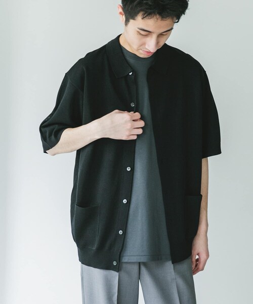 URBAN RESEARCH DOORS(アーバンリサーチドアーズ)の「リネンライクショートスリーブシャツカーディガン(カーディガン/ボレロ・メンズ・BLACK/GRAY/NAVY・M/L)」の6枚目の写真