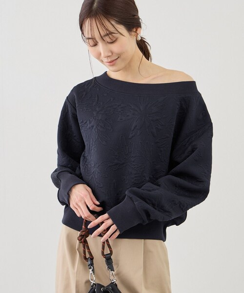 ROPE' PICNIC（ロペピクニック）の「2WAYボートネック花柄ふくれジャガードプルオーバー（スウェット・レディース・ホワイト/ネイビー/サックス・F）」の19枚目の写真
