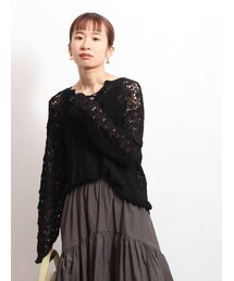 Ungrid | 透かし編みレースアップニット(ニット/セーター)