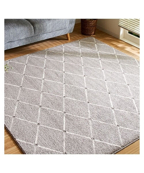 nissen（ニッセン）の「タフトラグ（防音・防汚・防ダニ・抗菌）｜チェックデザイン・日本製（ラグ/マット・メンズ・ダークグレー・約190×190cm）」の2枚目の写真