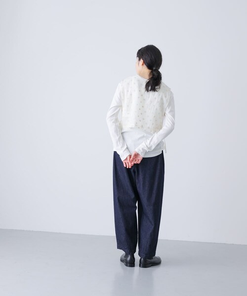 かぐれ（カグレ）の「ドット刺繍ウールガーゼビブ（ベスト・レディース・IVORY/BLACK・FREE）」の7枚目の写真