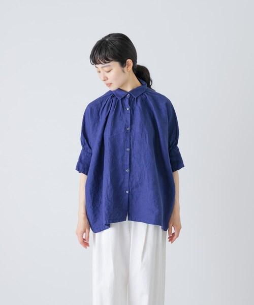 かぐれ（カグレ）の「Honnete　H/SLV GATHER SHIRTS（シャツ/ブラウス・レディース・BLUE/NOIR/SILVER・One）」の19枚目の写真