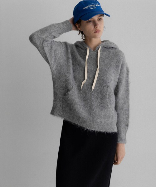 URBAN RESEARCH Sonny Label（アーバンリサーチサニーレーベル）の「フーディシャギーニットプルオーバー（ニット/セーター・レディース・グレー/ブラウン/ネイビー・Free）」の5枚目の写真