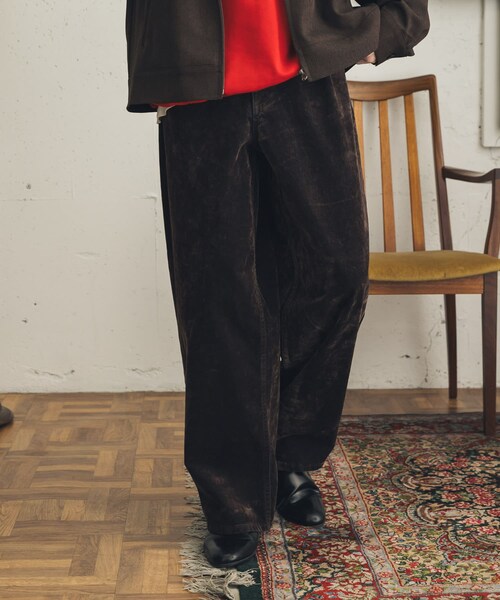 SENSE OF PLACE by URBAN RESEARCH（センスオブプレイスバイアーバンリサーチ）の「フロッキーワイドデニム（デニムパンツ・メンズ・BROWN/OLIVE・M/L）」の6枚目の写真