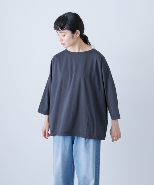 かぐれ（カグレ）の「ボートネック7分袖ワイドカットソー（Tシャツ/カットソー・レディース・OFF/PINK/SMOKE NAVY・FREE）」の14枚目の写真