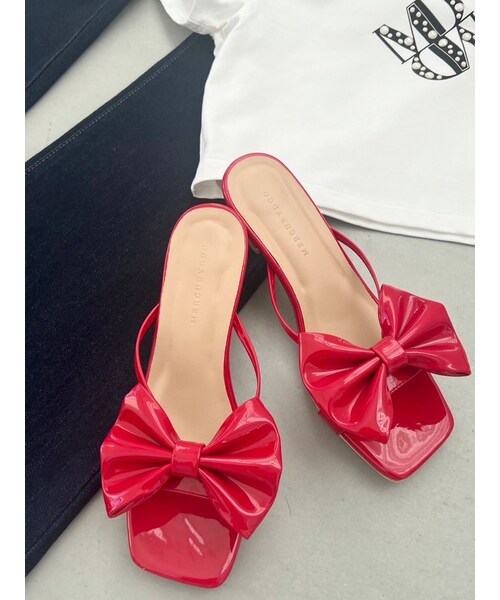 MERCURYDUO（マーキュリーデュオ）の「ビッグリボンシェイプストラップサンダル（サンダル・レディース・レッド/ブラック/シルバー・36/38）」の18枚目の写真