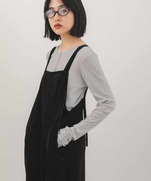 KBF（ケイビーエフ）の「ベロアサロペット（つなぎ/オールインワン・レディース・BLACK/BLACK刺繍/NAVY刺繍・One）」の15枚目の写真