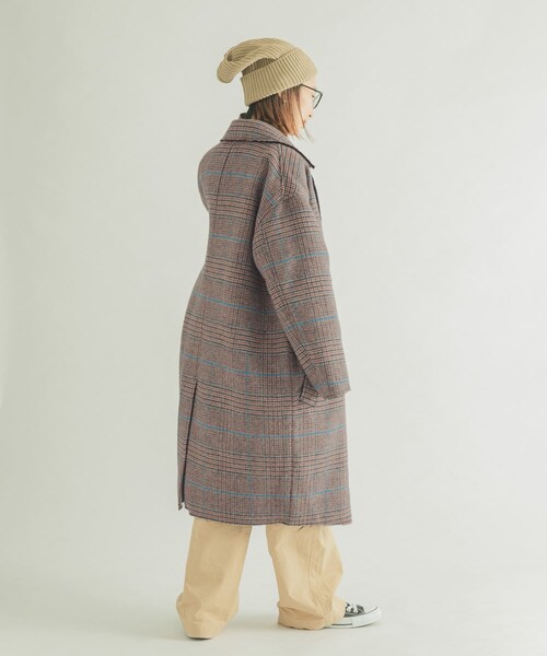 URBAN RESEARCH DOORS(アーバンリサーチドアーズ)の「FORK&SPOON チェックダブルコート(チェスターコート・レディース・BRNCHK/CHCCHK・1)」の14枚目の写真