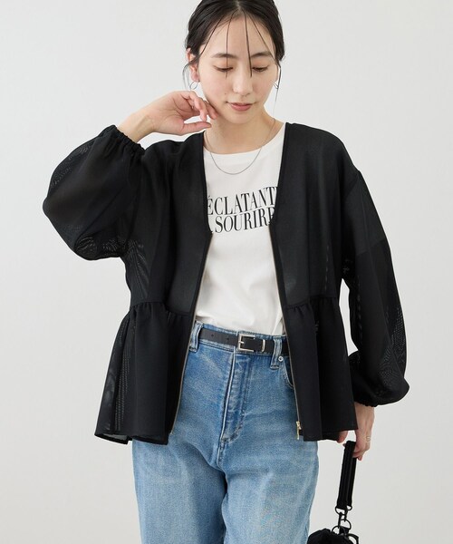 ROPE' PICNIC(ロペピクニック)の「メッシュペプラムブルゾン(ブルゾン・レディース・ブラック/ホワイト/ベージュ系/ネイビー・F)」の8枚目の写真