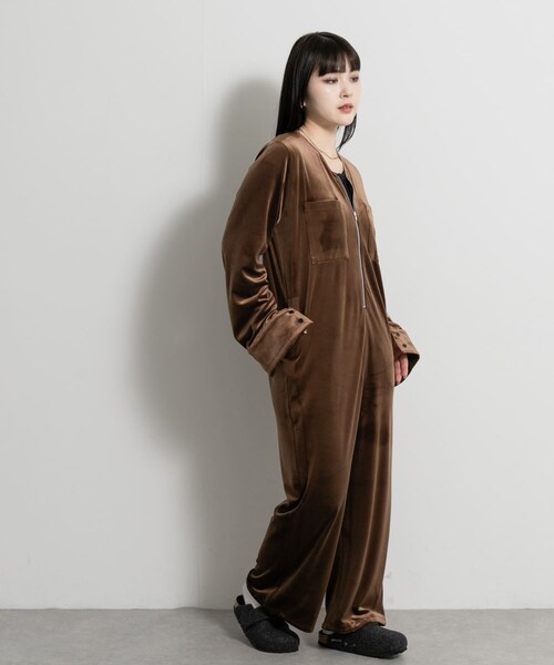 THE GOODLAND MARKET（ザグッドランドマーケット）の「&her　Velor All in one（サロペット/オーバーオール・レディース・BLACK/BROWN・36/38）」の22枚目の写真