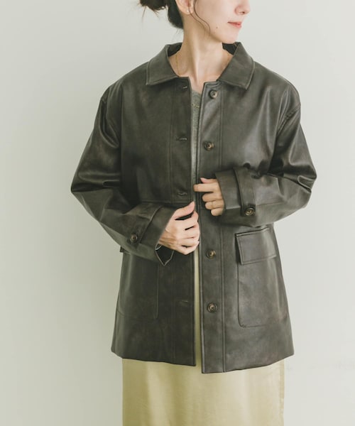 ITEMS URBANRESEARCH（アイテムズ アーバンリサーチ）の「カバーオールジャケット（カバーオール・レディース・BRN/BLK・FREE）」の5枚目の写真